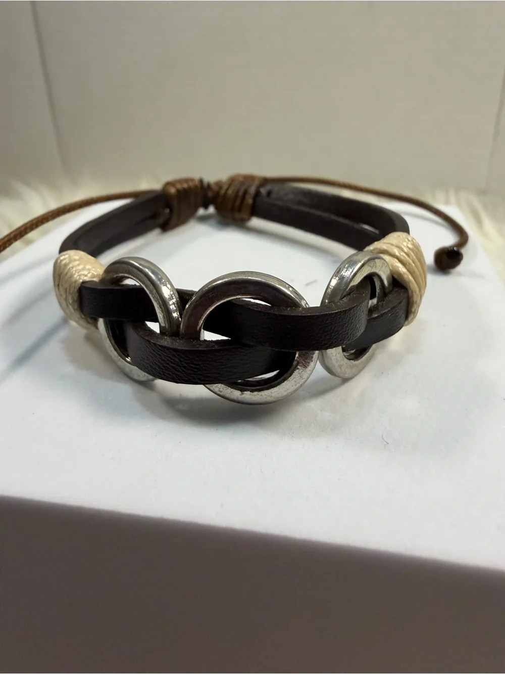 🩷5/$10🩷 paparazzi Black and Brown Leather Bracelet with Silver Rings